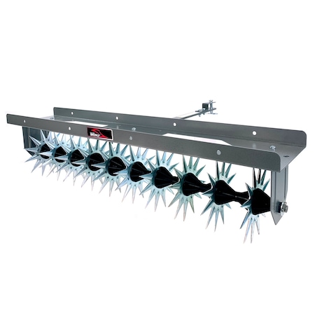 Brinly 40in Tow-Behind Spike Aerator: 10 Steel Tines, Rotating Stars, 14-Gauge Steel Tray SA2-40BH-S